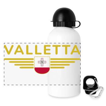 Valletta T-Shirt – Malta Fans Design - Panorama Trinkflasche mit Deckel 500 ml - Weiß - Vorne