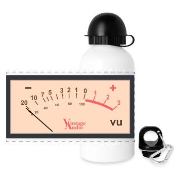Vintage Audio VU Meter Design - Panoramic Thermal Bottle with Lid 500 ml - white - Front