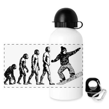 Evolution zum Snowboarder Grunge Design - Panorama Trinkflasche mit Deckel 500 ml - Weiß - Vorne