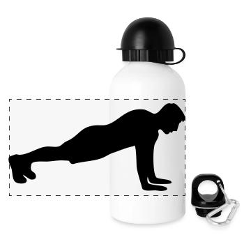 Liegestütz Fitness Silhouette - Panorama Trinkflasche mit Deckel 500 ml - Weiß - Vorne