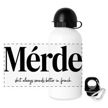  Mérde Always Sounds Better In French Lustiger - Panorama Trinkflasche mit Deckel 500 ml - Weiß - Vorne
