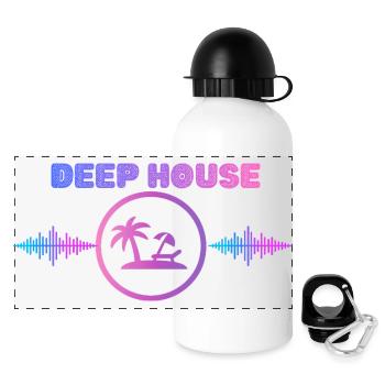 Deep House Vibes  - Panorama Trinkflasche mit Deckel 500 ml - Weiß - Vorne