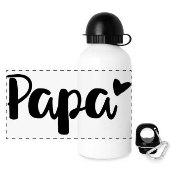 Papa heart for fathers or all those who become one - Panoramic Thermal Bottle with Lid 500 ml - white - Front
