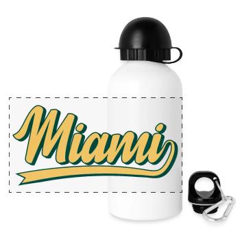 Miami Retro Schrift Flair - Panorama Trinkflasche mit Deckel 500 ml - Weiß - Vorne