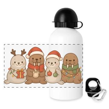 Phoques et morses Enfants Garçons Filles Noël - Gourde panoramique avec couvercle 500 ml - blanc - Devant