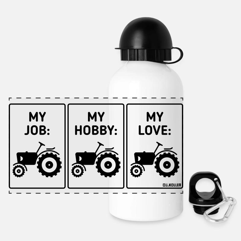 My Job – My Hobby – My Love (Tractor Bauer / B) - Panoramic Thermal Bottle with Lid 500 ml - white