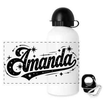 Amanda name first last family - Panoramic Thermal Bottle with Lid 500 ml - white - Front