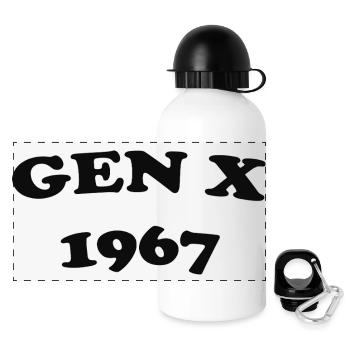 Gen X 1967 Retro Logo - Panoramic Thermal Bottle with Lid 500 ml - white - Front