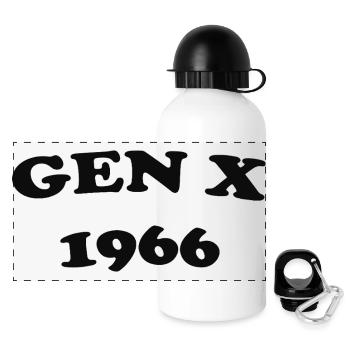 Gen X 1966 Retro Logo - Panoramic Thermal Bottle with Lid 500 ml - white - Front