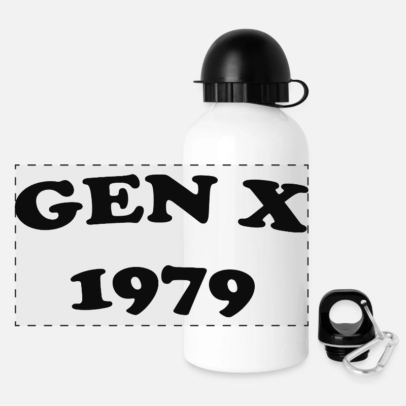 Gen X 1979 Retro Silhouette - Panorama Trinkflasche mit Deckel 500 ml - Weiß