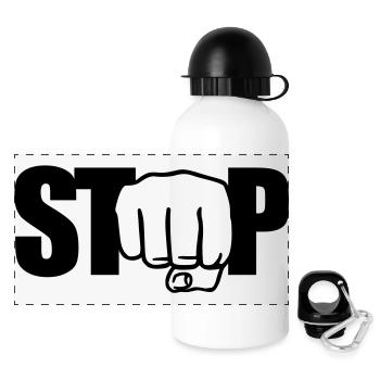 Stop Faust - Panorama Trinkflasche mit Deckel 500 ml - Weiß - Vorne