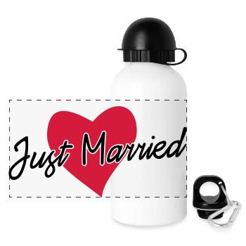 just married - Gourde panoramique avec couvercle 500 ml - blanc - Devant