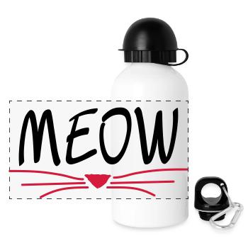 MEOW - Panorama Trinkflasche mit Deckel 500 ml - Weiß - Vorne