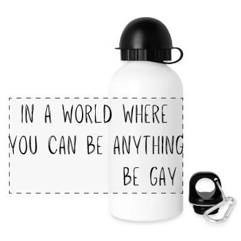 Funny design for gay rights - Panoramic Thermal Bottle with Lid 500 ml - white - Front