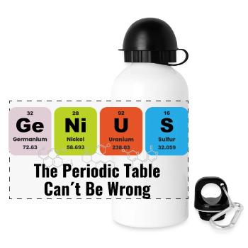 Genius Genie Chemie Biologie Periodensystem - Panorama Trinkflasche mit Deckel 500 ml - Weiß - Vorne