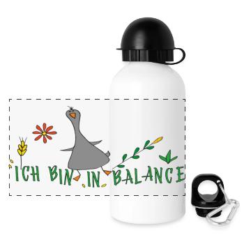 Ich bin in Balance, sagt die kleine Gans - Panorama Trinkflasche mit Deckel 500 ml - Weiß - Vorne