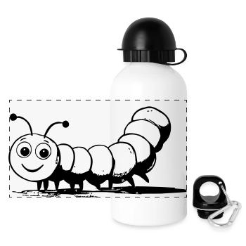 Raupe als Vektorgrafik - Panorama Trinkflasche mit Deckel 500 ml - Weiß - Vorne