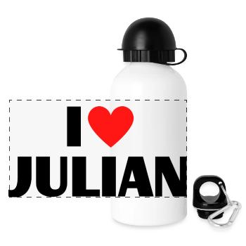 Ich liebe Julian Herz Grafik Namen Geschenk - Panorama Trinkflasche mit Deckel 500 ml - Weiß - Vorne
