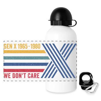 Retro 80er Jahre Gen X Uns ist das egal - Panorama Trinkflasche mit Deckel 500 ml - Weiß - Vorne