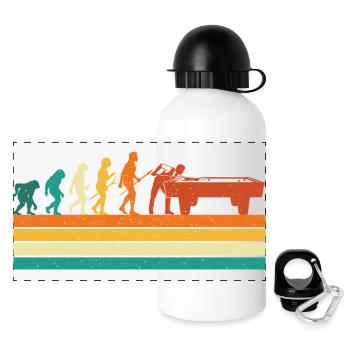 Billard Evolution Queue Sports Fan 8 Ball Humor - Panorama Trinkflasche mit Deckel 500 ml - Weiß - Vorne