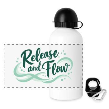 Release and Flow Loslassen und Energiefluss - Panoramic Thermal Bottle with Lid 500 ml - white - Front