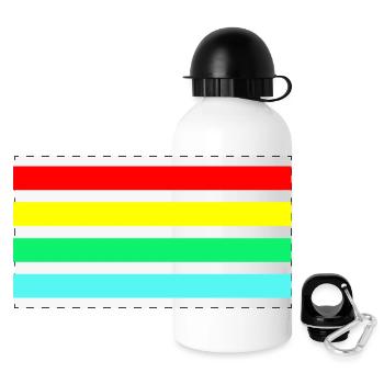 Retro Neonfarbige arc Streifenkomposition - Panorama Trinkflasche mit Deckel 500 ml - Weiß - Vorne