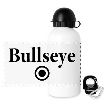 Bullseye Dartsport Profi Volltreffer Outfit - Panorama Trinkflasche mit Deckel 500 ml - Weiß - Vorne