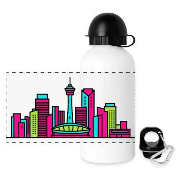 Calgary City Skyline Calgary Tower Moderne Kunst - Panorama Trinkflasche mit Deckel 500 ml - Weiß - Vorne