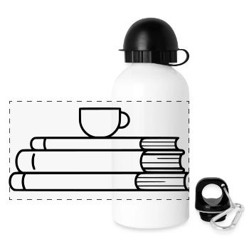 Plan de la pile de livres : Tasse de café - Gourde panoramique avec couvercle 500 ml - blanc - Devant
