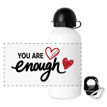 You Are Enough Heart Mindfulness Statement - Panoramic Thermal Bottle with Lid 500 ml - white - Front