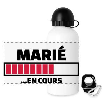 marié en cours - Gourde panoramique avec couvercle 500 ml - blanc - Devant
