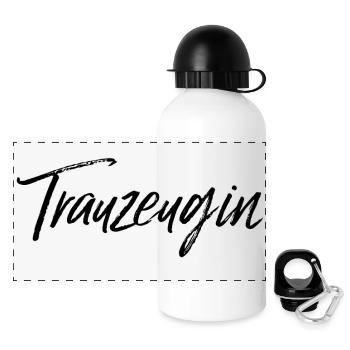 Trauzeugin schwarz - Panorama Trinkflasche mit Deckel 500 ml - Weiß - Vorne