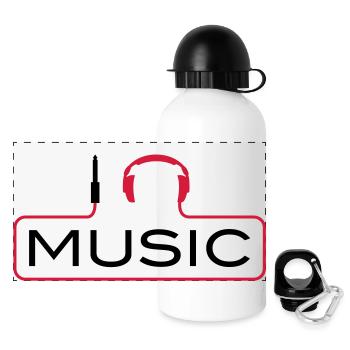 I love music J´aime Music Plug casque le son Bass - Gourde panoramique avec couvercle 500 ml - blanc - Devant