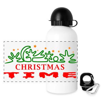 Christmas Time, Christmas, Christmas tree - Panoramic Thermal Bottle with Lid 500 ml - white - Front