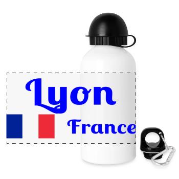 Lyon France- Imprimés stylés - Gourde panoramique avec couvercle 500 ml - blanc - Devant