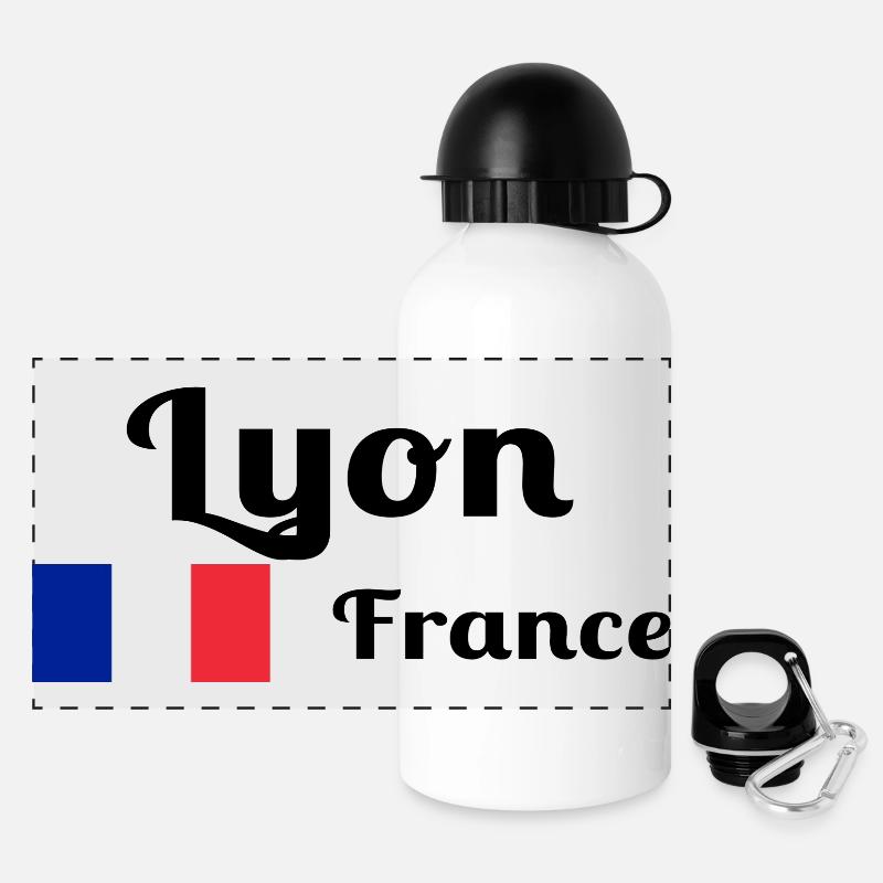 Lyon France- Stylish prints - Panoramic Thermal Bottle with Lid 500 ml - white