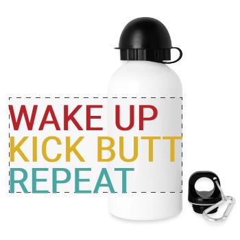 Wake up. Kick butt. Repeat - Panoramic Thermal Bottle with Lid 500 ml - white - Front