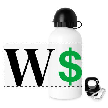 Buchstabe w Dollar - Panorama Trinkflasche mit Deckel 500 ml - Weiß - Vorne