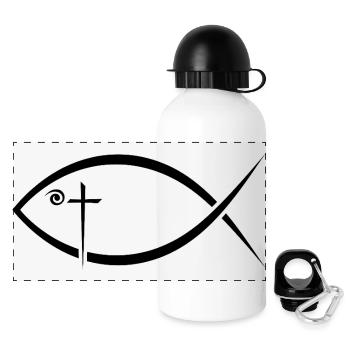 Le poisson d’Ichthy - signe du christianisme primitif - Gourde panoramique avec couvercle 500 ml - blanc - Devant