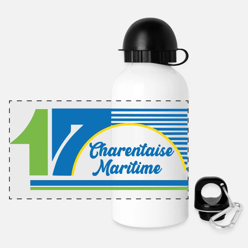 Charentaise Maritime - Panorama Trinkflasche mit Deckel 500 ml - Weiß