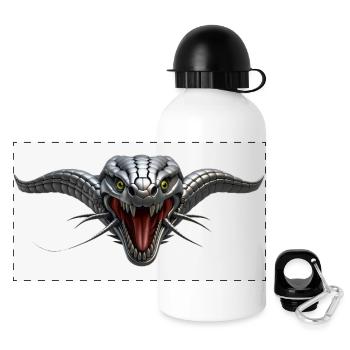 CYBORG SNAKE – Geek & Science-Fiction - Panorama Trinkflasche mit Deckel 500 ml - Weiß - Vorne