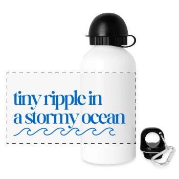 Tiny ripple in a stormy ocean with waves - Panoramic Thermal Bottle with Lid 500 ml - white - Front