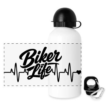 Biker heart rate - Panoramic Thermal Bottle with Lid 500 ml - white - Front