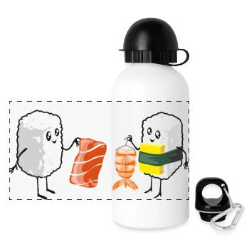 Sushi Shopping - Panorama Trinkflasche mit Deckel 500 ml - Weiß - Vorne
