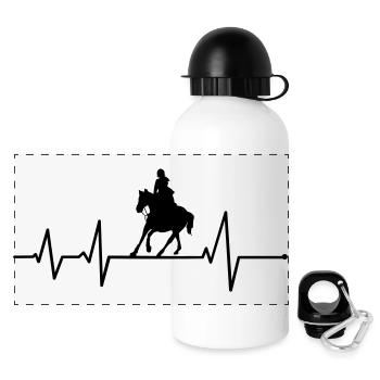 Rider Riding Girl Horse Heartbeat Equestrian Sports - Panoramic Thermal Bottle with Lid 500 ml - white - Front