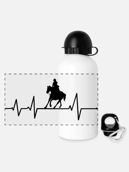 Cavalière équitation fille cheval battement de coeur équitation - Gourde panoramique avec couvercle 500 ml - blanc