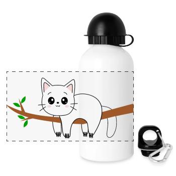 weiße Kawaii Katze Katze weiß Katzen Geschenk - Panorama Trinkflasche mit Deckel 500 ml - Weiß - Vorne