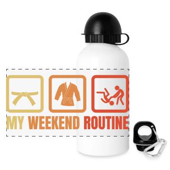 Judo Routine - Panorama Trinkflasche mit Deckel 500 ml - Weiß - Vorne