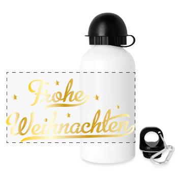 Frohe Weihnachten - Panorama Trinkflasche mit Deckel 500 ml - Weiß - Vorne