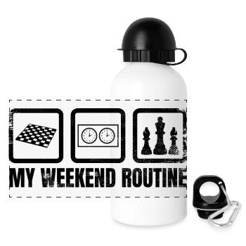 Meine Wochenendroutine - Panorama Trinkflasche mit Deckel 500 ml - Weiß - Vorne